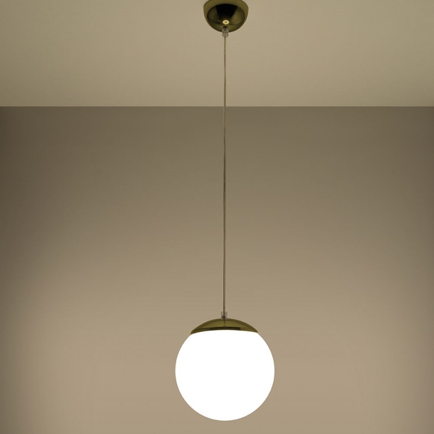 Závesný luster na lanku TOYA 1xE27/60W/230V pr. 20 cm biela/zlatá
