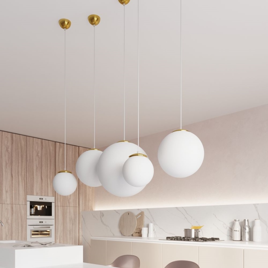 Závesný luster na lanku TOYA 1xE27/60W/230V priemer 30 cm biela/zlatá