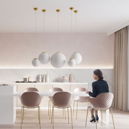 Závesný luster na lanku TOYA 1xE27/60W/230V priemer 30 cm biela/zlatá