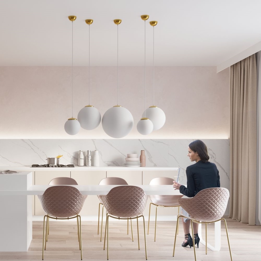 Závesný luster na lanku TOYA 1xE27/60W/230V priemer 30 cm biela/zlatá