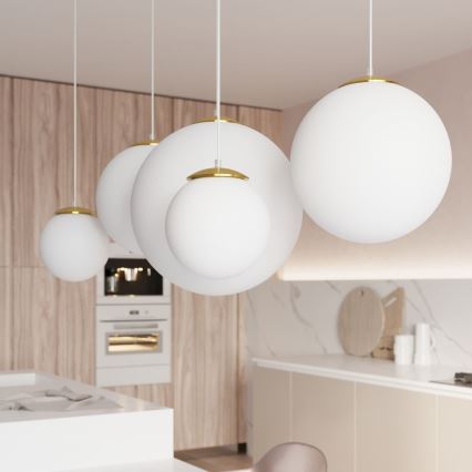 Závesný luster na lanku TOYA 1xE27/60W/230V priemer 30 cm biela/zlatá