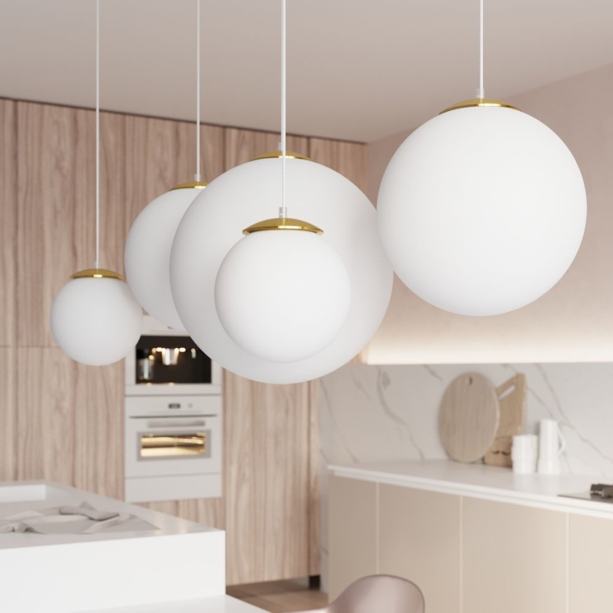 Závesný luster na lanku TOYA 1xE27/60W/230V priemer 30 cm biela/zlatá