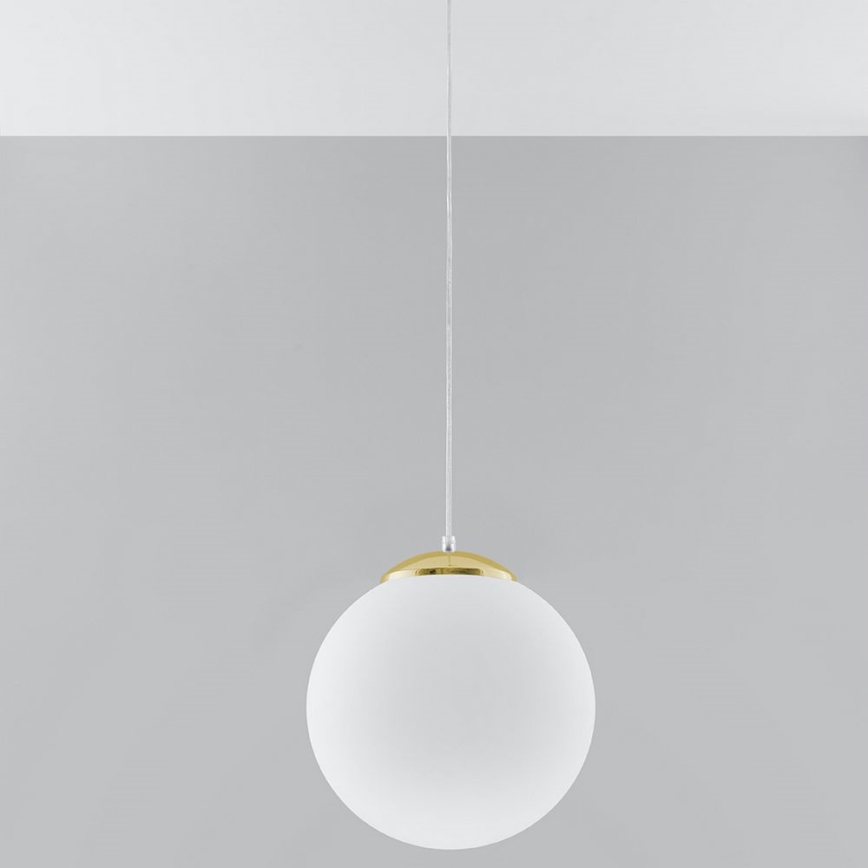 Závesný luster na lanku TOYA 1xE27/60W/230V priemer 30 cm biela/zlatá