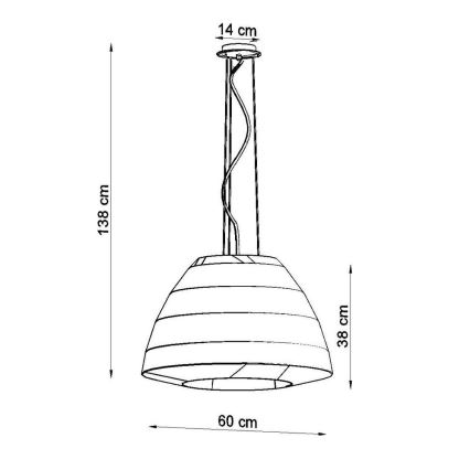 Luster na lanku BELLA 3xE27/60W/230V pr. 60 cm biela