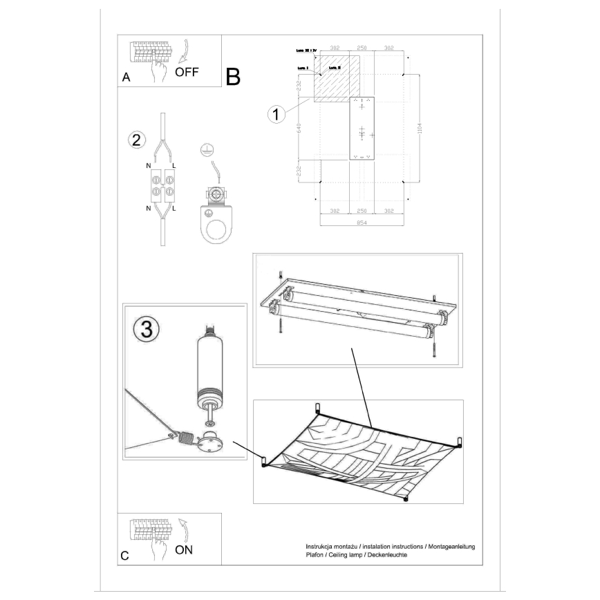 LED stropné svietidlo LUNA 2xG13/8,5W/230V 80x105 cm biele
