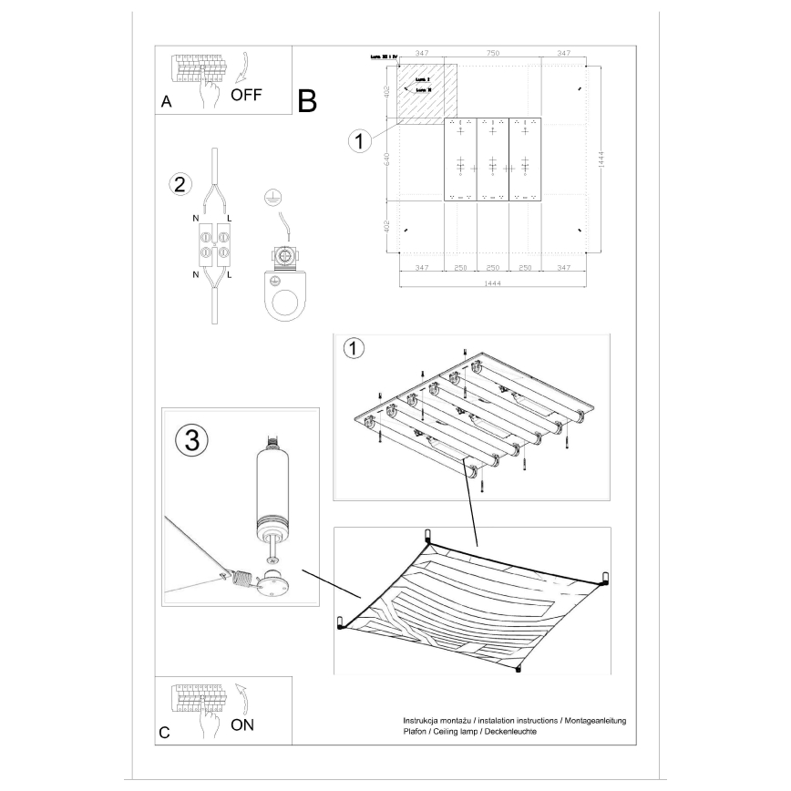LED Stropné svietidlo LUNA 6xG13/8,5W/230V 14x14 cm biela