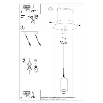 Luster na lanku OTTO 1xE27/60W/230V pr. 15 cm biela