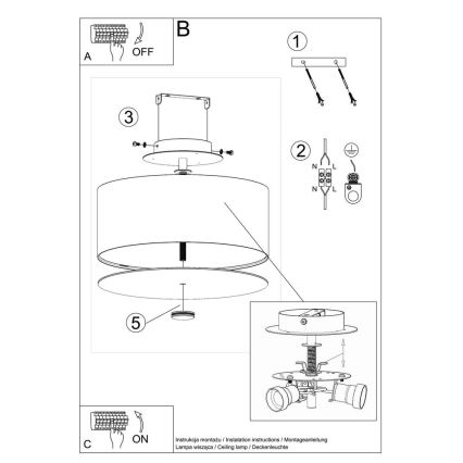 Stropné svietidlo SKALA 3xE27/60W/230V pr. 30 cm biela