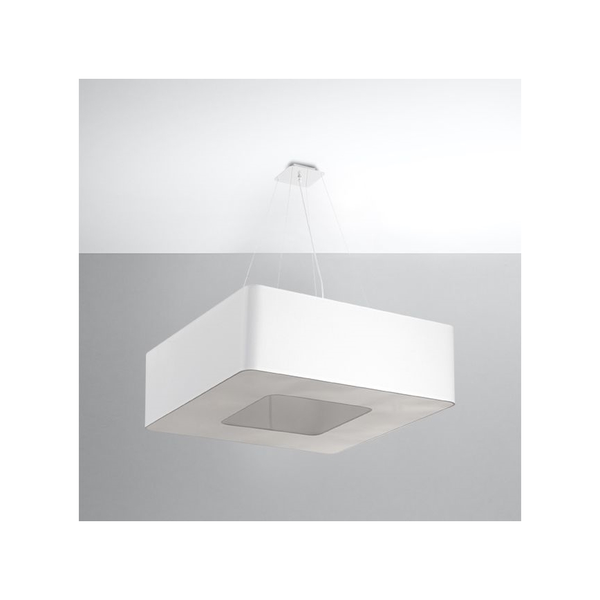 Luster na lanku URANO 8xE27/60W/230V 60 cm biela