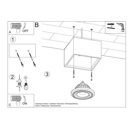 Stropné svietidlo QUATRO AR111 1xGU10/40W/230V betón