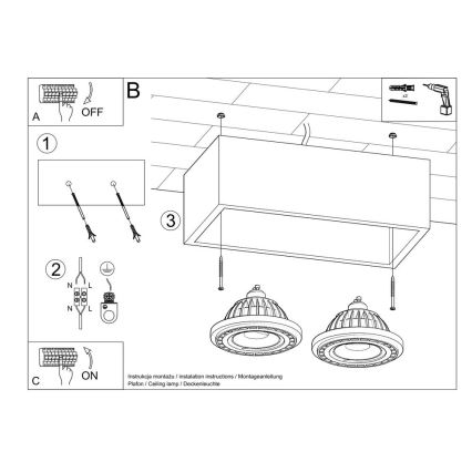 Stropné svietidlo QUATRO AR111 2xGU10/40W/230V betón