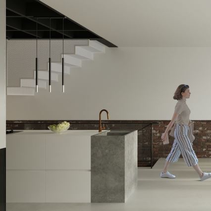 Luster na lanku MOSAIC 1xG9/12W/230V čierna/lesklý chróm