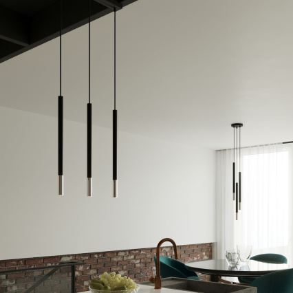 Luster na lanku MOSAIC 1xG9/12W/230V čierna/lesklý chróm