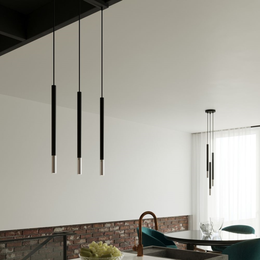 Luster na lanku MOSAIC 1xG9/12W/230V čierna/lesklý chróm