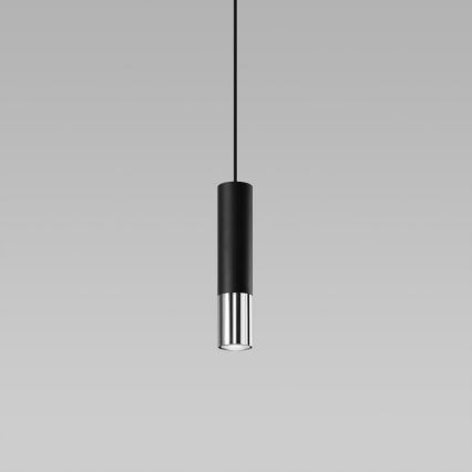 Luster na lanku LOOPEZ 1xGU10/10W/230V čierna/lesklý chróm