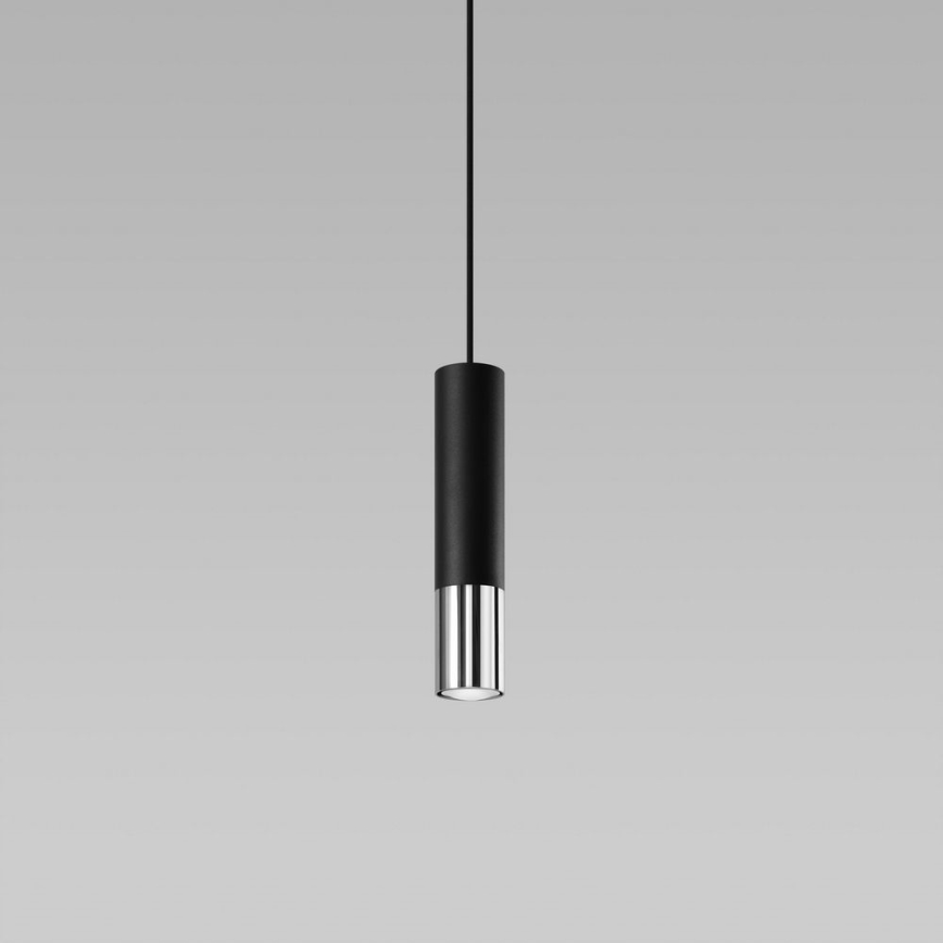 Luster na lanku LOOPEZ 1xGU10/10W/230V čierna/lesklý chróm