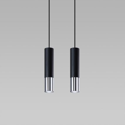 Luster na lanku LOOPEZ 2xGU10/10W/230V čierna/lesklý chróm