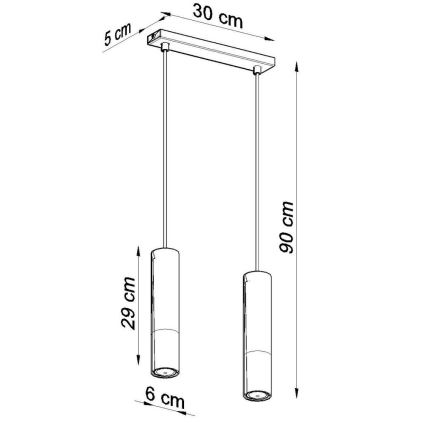 Luster na lanku LOOPEZ 2xGU10/10W/230V čierna/lesklý chróm