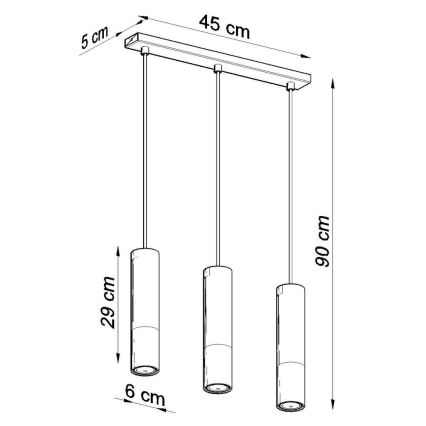 Luster na lanku LOOPEZ 3xGU10/10W/230V čierna/lesklý chróm