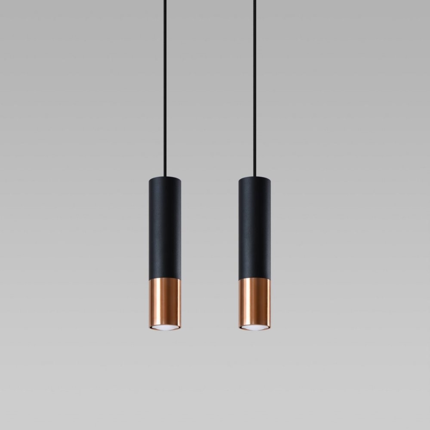 Luster na lanku LOOPEZ 2xGU10/10W/230V čierna/meď
