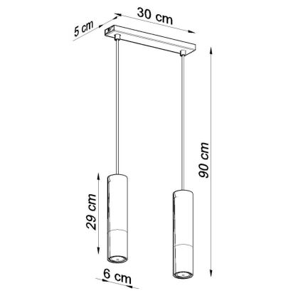 Luster na lanku LOOPEZ 2xGU10/10W/230V čierna/meď