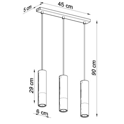 Luster na lanku LOOPEZ 3xGU10/10W/230V čierna/meď