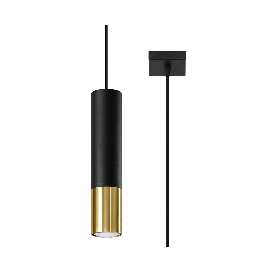 Luster na lanku LOOPEZ 1xGU10/40W/230V čierna/zlatá