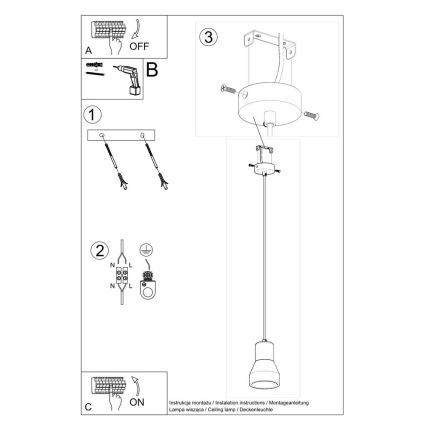 Luster na lanku QUBIC 1xE27/60W/230V betón/breza/buk