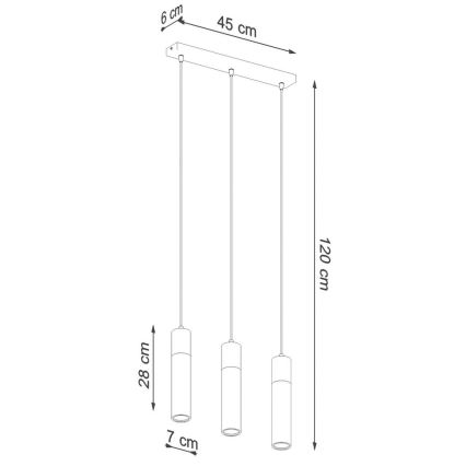 Luster na lanku ZANE 3xGU10/40W/230V betón/breza/buk