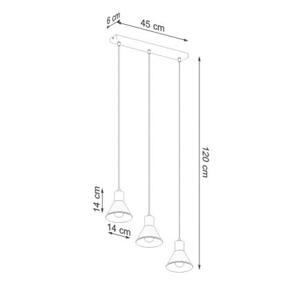 Luster na lanku TALEJA 3xE27/60W/230V čierna