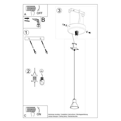 Luster na lanku TAZILA 1xES111/60W/230V biela