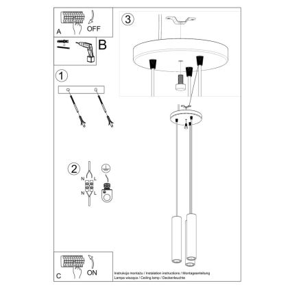 Luster na lanku LINO 3xGU10/40W/230V buk