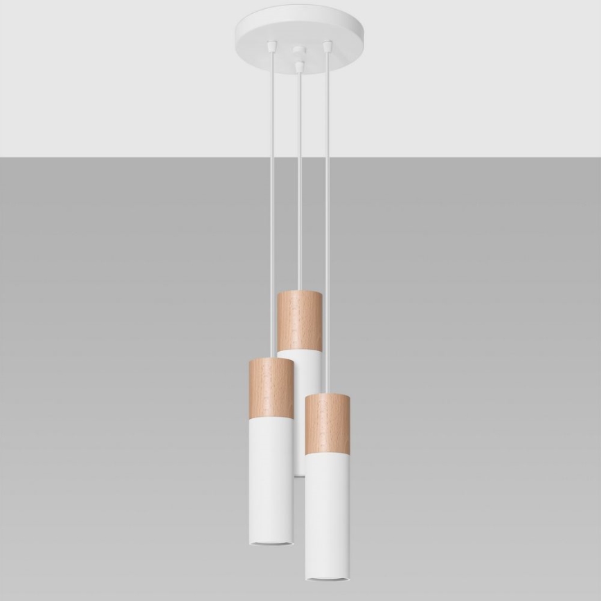 Luster na lanku PABLO 3xGU10/40W/230V biela/buk