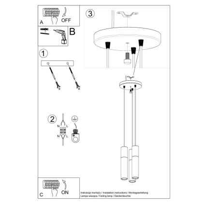 Luster na lanku PABLO 3xGU10/40W/230V biela/buk