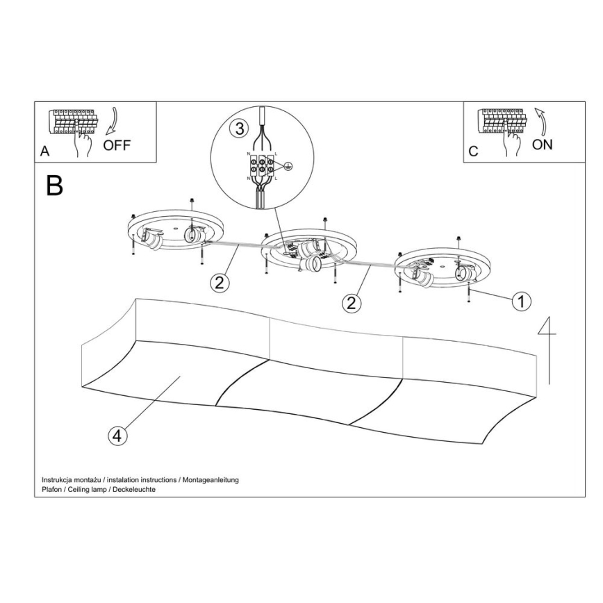 Stropné svietidlo SQUARE 6xE27/60W/230V biela