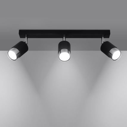Bodové svietidlo NERO 3xGU10/40W/230V čierna/lesklý chróm