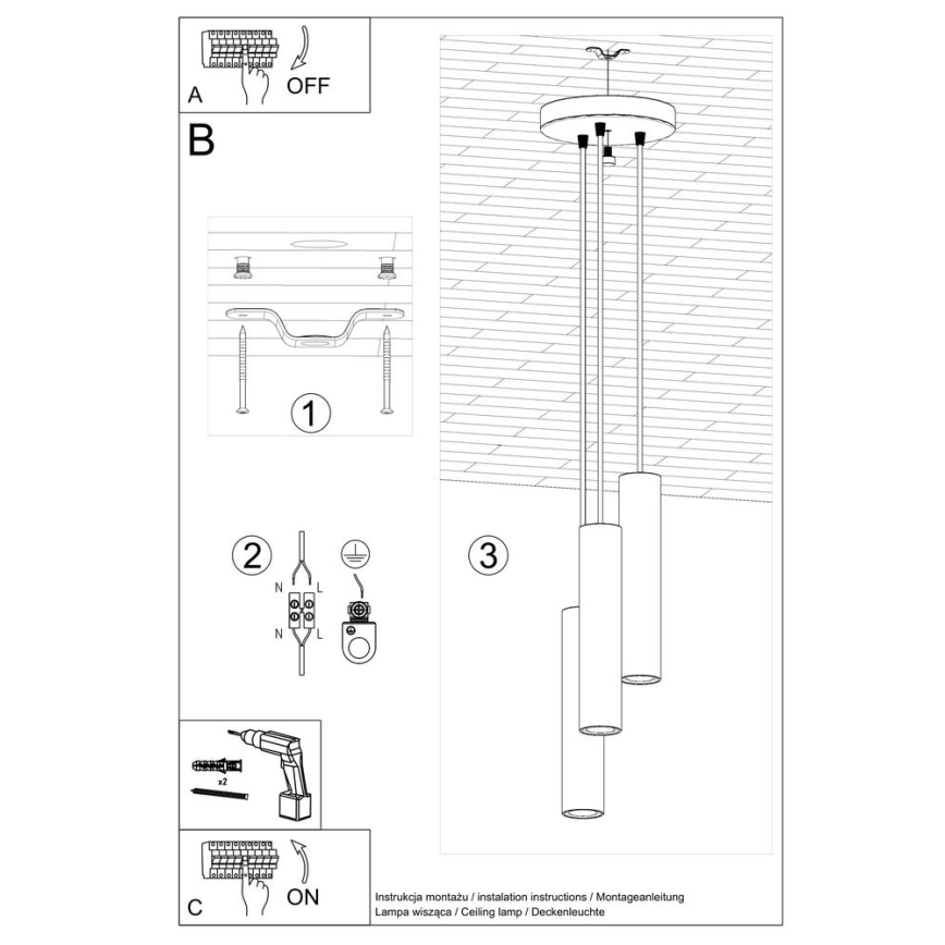 Luster na lanku LAGOS 3xGU10/10W/230V čierna