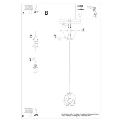 Luster na lanku TULOS 1xE27/60W/230V biela