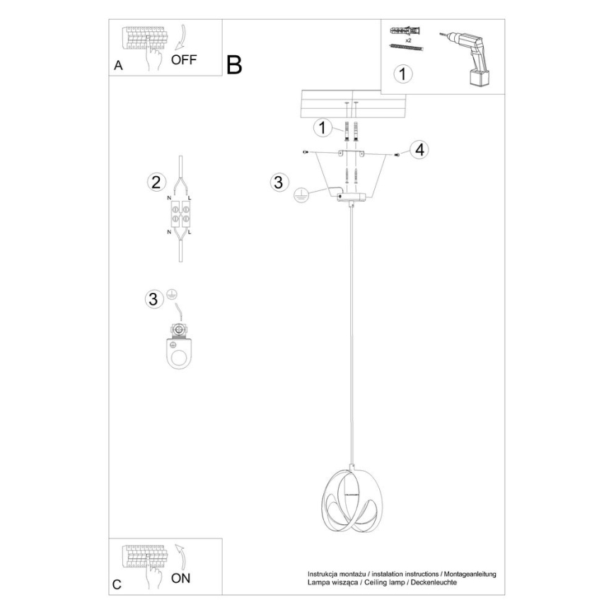 Luster na lanku TULOS 1xE27/60W/230V biela