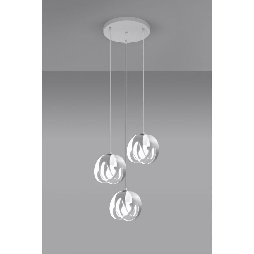 Luster na lanku TULOS 3xE27/60W/230V biela