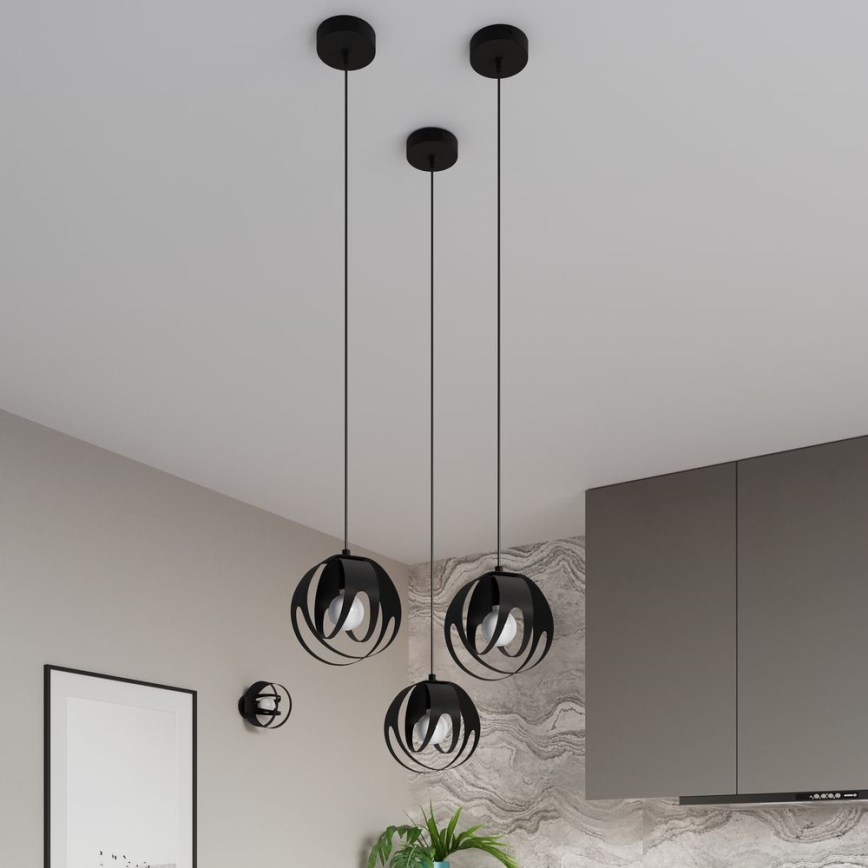Luster na lanku TULOS 1xE27/60W/230V čierna