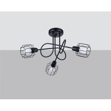 Luster na tyči BELUCI 3xE14/40W/230V čierna