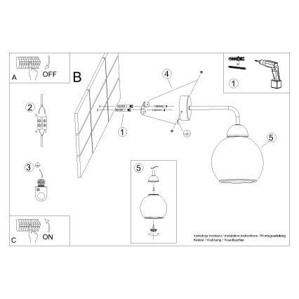 Nástenná lampa ALINO 1xE27/60W/230V čierna