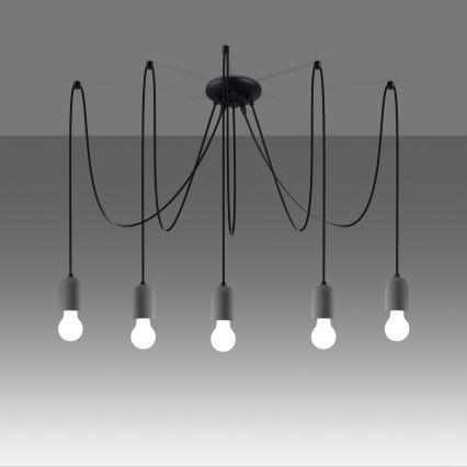 Luster na lanku NESO 5xE27/15W/230V pavúk betón