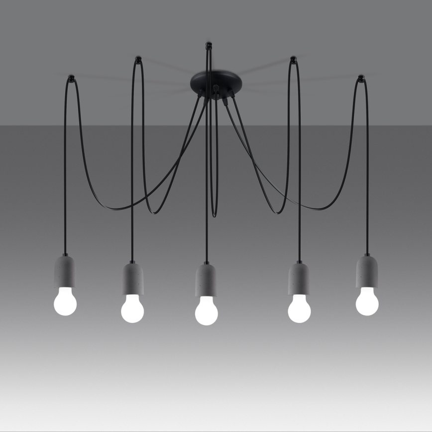 Luster na lanku NESO 5xE27/15W/230V pavúk betón