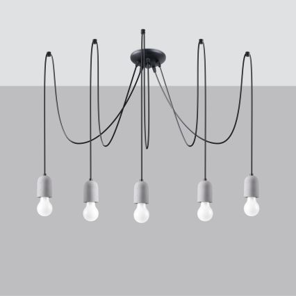 Luster na lanku NESO 5xE27/15W/230V pavúk betón