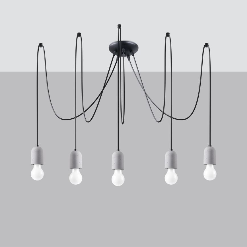 Luster na lanku NESO 5xE27/15W/230V pavúk betón