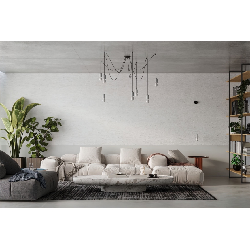 Luster na lanku NESO 5xE27/15W/230V pavúk betón