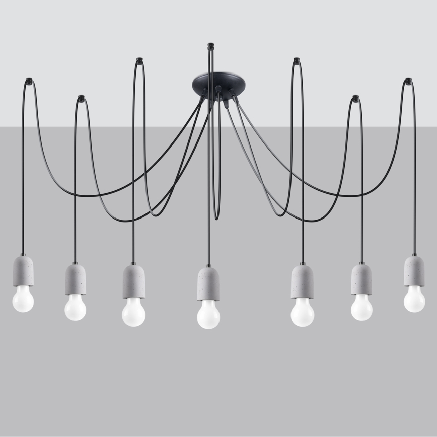 Luster na lanku NESO 7xE27/15W/230V pavúk betón