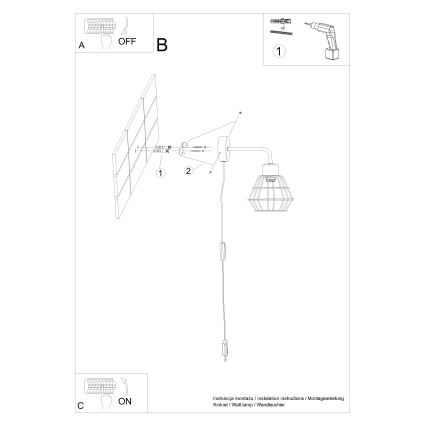 Nástenná lampa SUBA 1xE27/15W/230V čierna